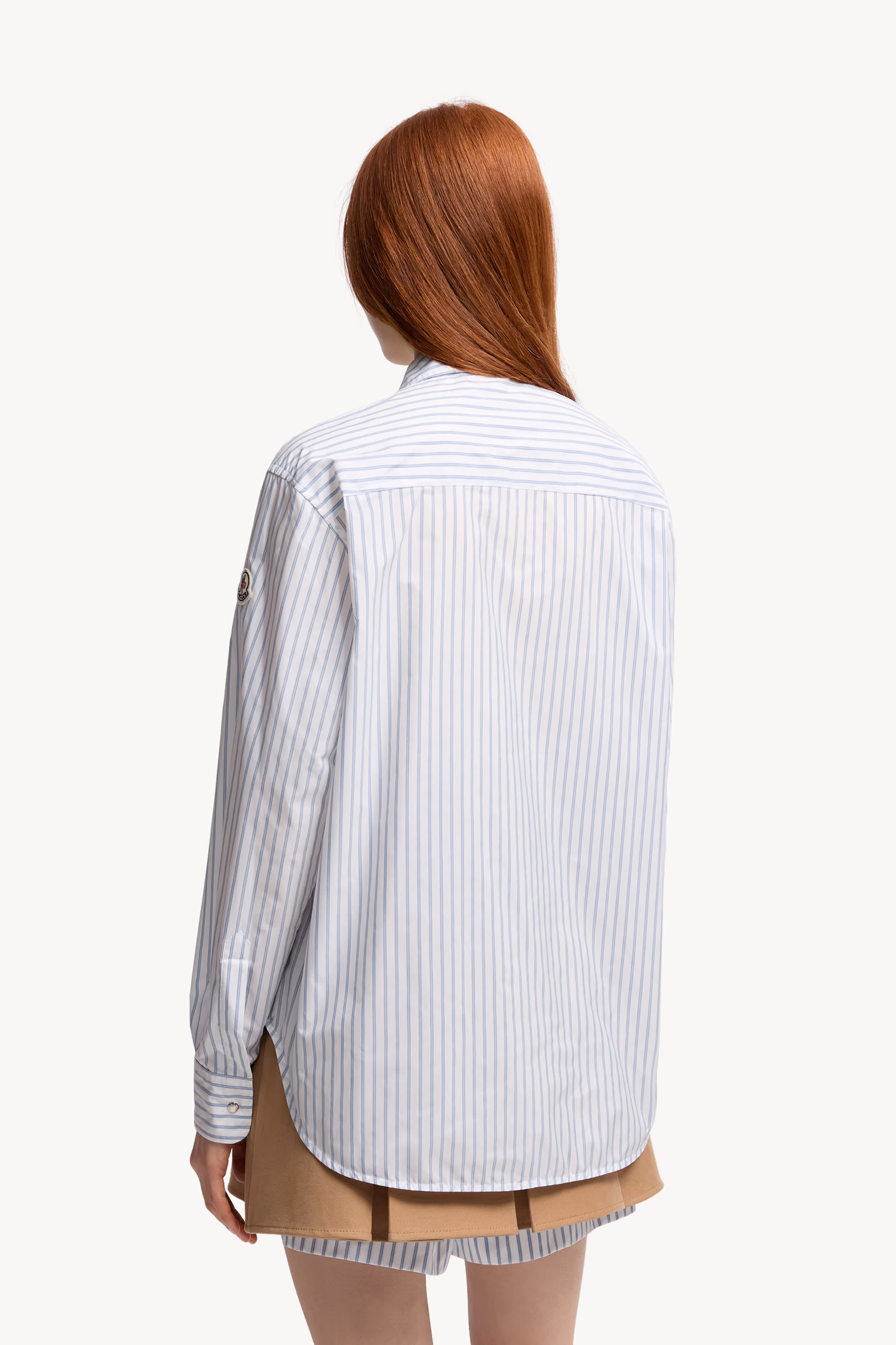 Striped Long Sleeve Shirt Women White & Light Blue Moncler 5